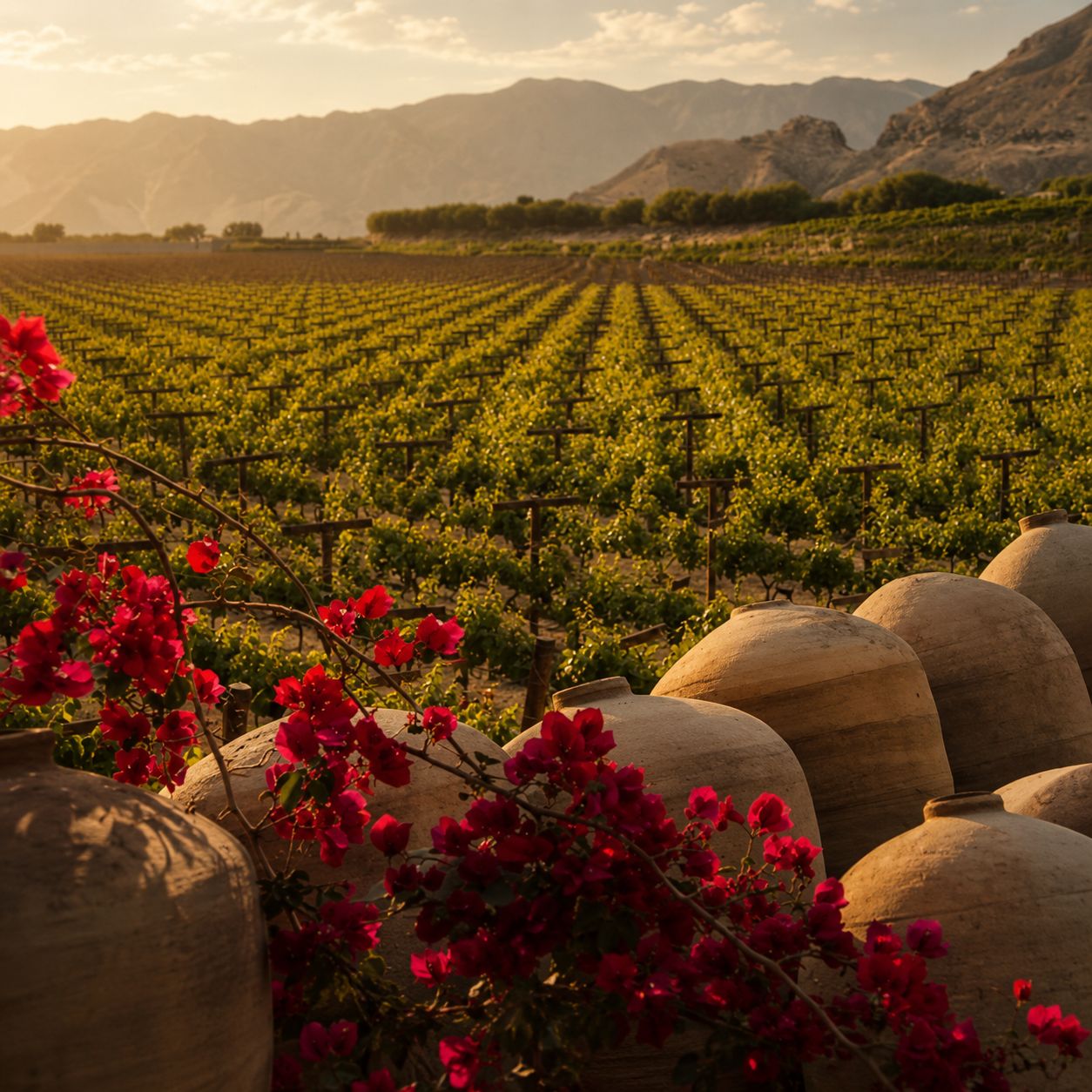Viñedos y piscos en el valle de Ica